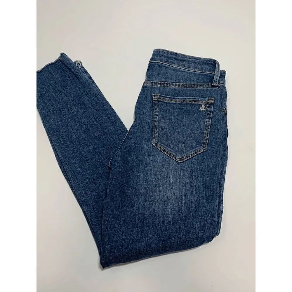 Sam Edelman Women's Jeans Skinny Ankle Ripped Raw Hem Blue Medium Wash Size 2/26